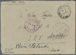 Indien - Used Abroad: ADEN-PERIM ISLAND 1917: "PASSED CENSOR +PERIM+/No. A 9" Circled Censor H/s In - Autres & Non Classés