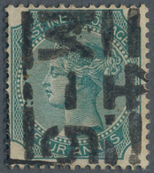 Indien - Used Abroad: 1878 FRENCH INDIA: India QV 4a. Blue-green, Die II, Used With "4/M-5" Part Dup - Sonstige & Ohne Zuordnung