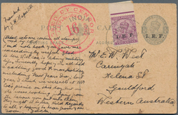 Indien - Feldpost: I.E.F. 1915 (10 Jan), Postal Stationery Card ½a. Grey Uprated Top Marginal 2a. Pu - Militärpostmarken