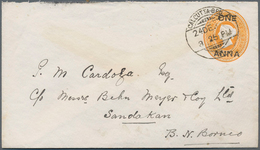 Indien - Ganzsachen: 1906 Indian Postal Stationery Envelope 1a. On 2a.6p. Orange Sent From Calcutta - Ohne Zuordnung