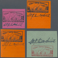 Indien - Raketenpost: 1935 Four PROOFS Of The 'Rocket Parcel Despatch/Rocket Fee Rupee 2' Vignette, - Sonstige & Ohne Zuordnung