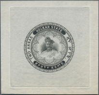 Indien - Feudalstaaten: INDORE Fiscal: Single Die Proof Of 2a. Stamp (for Hundi?) In Black On Medium - Autres & Non Classés