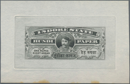 Indien - Feudalstaaten: INDORE Fiscal 1900 Ca.: Single Die Proof Of A 1r.8a. Stamp For Hundi, In Bla - Autres & Non Classés