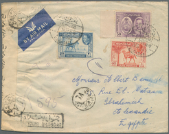 Irak: 1949, 20 F., 40 F. And 50 F. UPU Tied "DOUBI BAGDHAD 1 NOV 49"to Censored Air Mail Cover To Al - Irak