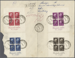 Iran: 1938, Four S/S On Front And Four S/S On Reverse Of Large Envelope Tied By "RECHT 15/III/38" Sp - Iran