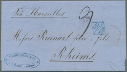 Japan: 1864, Accountancy Marking "GB/1 F 22 2/10" In Blue On Entire Folded Letter With Dateline "Yok - Used Stamps
