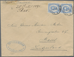 Japan: 1883/88,  Merian Correspondence: Two Covers To Basel/Switzerland, UPU-Koban 5 S. Pair Tied 4- - Oblitérés