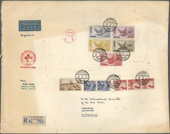 Japan: 1949/50, Falcon Airmails Set Cpl. With Vocational 100 Y. (3), 30 Y. (pair) And NP Fuji-Hakone - Gebraucht