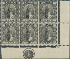 Japanische Besetzung  WK II - Malaya: 1942, 1c. Black, Marginal Block Of Six From The Lower Right Co - Malaysia (1964-...)
