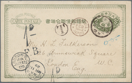 Japan - Ganzsachen: 1879, UPU Card 2 Sen Canc. "Osaka 22.2.2" Via "YOKOHAMA 4 FEB 1889" To London, M - Ansichtskarten