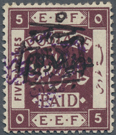 Jordanien: 1923, 5/10 P. On 5 P. Violet With Normal Violet And Inverted Black Overprint, Mint Hinged - Jordanie