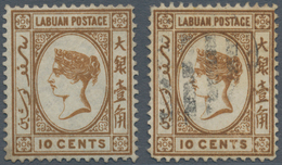 Labuan: 1880, QV 2c. Brown Two Stamps With INVERTED Wmk. Crown CC, Mint Hinged Or Fine Used, SG. £ 2 - Autres & Non Classés