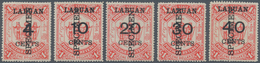 Labuan: 1895, North Borneo Coat Of Arms $1 Scarlet With Different Surcharges And LABUAN Opt. Three C - Sonstige & Ohne Zuordnung