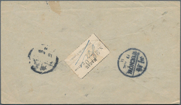 Macau: 1911, 2 Avos Temporary Label On Reverse Of Unsealed Envelope From "MACAU 14 AGO 11" To Staff - Sonstige & Ohne Zuordnung