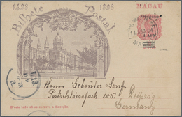 Macau - Ganzsachen: 1904, Customs Lappa: Jubilee Card Canc. "MACAU 11 AUG 04" To Leipzig/Germany Wit - Ganzsachen