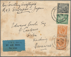 Malaiische Staaten - Straits Settlements: 1936, 2 X 4 C Orange KGV Together With Selangor 1 C Black - Straits Settlements