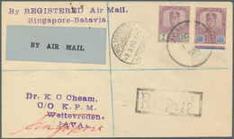 Malaiische Staaten - Johor: 1930 Malaya-Dutch Indies Airmail Letter Rate Of 22c. (from Early Feb. To - Johore