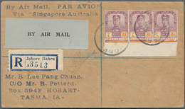 Malaiische Staaten - Johor: 1932, Singapore-Australia Special Flight: 21 C., A Bottom Margin Strip-3 - Johore