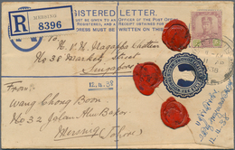 Malaiische Staaten - Johor: 1937/1938, Two Registered Letters Sultan Sir Ibrahim 15c. Dark Blue Embo - Johore
