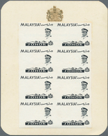 Malaiische Staaten - Johor: 1965, Orchids Imperforate PROOF Block Of Eight With Black Printing Only - Johore