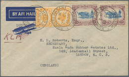 Malaiische Staaten - Kedah: 1936 (23.12.), Malay Ploughing 25c. Blue/purple And Sheaf Of Rice 5c. Or - Kedah