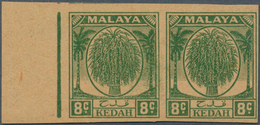 Malaiische Staaten - Kedah: 1950 (ca.), Sheaf Of Rice 8c. Dark Green Imperforate PLATE PROOF Pair Fr - Kedah