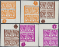 Malaiische Staaten - Malakka: 1954, QEII, 2c., 4c., 5c., 10c., 30c. And 35c., Ten Marginal Block Of - Malacca