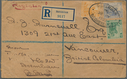 Malaiische Staaten - Negri Sembilan: 1922 Destination CANADA: Registered Cover From Seremban To Vanc - Negri Sembilan