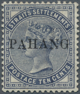 Malaiische Staaten - Pahang: 1889 QV 10c. Slate, Optd. "PAHANG", Mint Very Lightly Hinged With Origi - Pahang