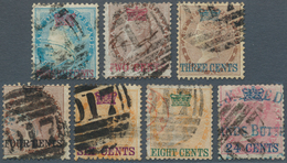 Malaiische Staaten - Penang: 1867 Short Set Of Seven Optd. Stamps Used In Penang And Cancelled By "D - Penang