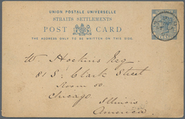 Malaiische Staaten - Penang: 1891: Postal Staionery Card 3c. Blue Of Straits Settlements Used From P - Penang