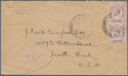 Malaiische Staaten - Penang: 1916,1919, Cover To USA Franked With Vertical Pair 4 C. KGV And 10 C. R - Penang