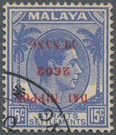 Malaiische Staaten - Penang: Japanese Occupation, 1942, 15 C. Ultramarine, Overprint Inverted, Used - Penang