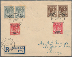 Malaiische Staaten - Penang: 1947 (2.1.), Registered Local Cover Bearing Six Optd. KGVI Heads 5c. Br - Penang