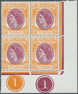 Malaiische Staaten - Penang: 1954, QEII, 4c., 5c., 10c., 25c., 30c. And 35c. (2), Seven Marginal Blo - Penang