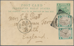 Malaiische Staaten - Perak: 1905 BATU GAJAH: F.M.S. Postal Stationery Card 1c. Green, Uprated Two Si - Perak