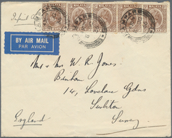 Malaiische Staaten - Perak: 1936, 5c. Brown, Five Copies On Airmail Cover From "KAMPAR 8 OC 36" To E - Perak