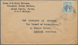 Malaiische Staaten - Perak: 1939/1940, 8 C Grey, Single Franking On Cover With Double Circle Dater S - Perak