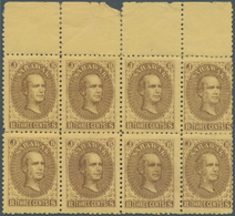 Malaiische Staaten - Sarawak: 1869, Sir James Brooke 3c. Brown On Yellow Marginal Block Of Eight Fro - Sonstige & Ohne Zuordnung