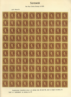 Malaiische Staaten - Sarawak: 1871 3c. Brown/yellow Complete Sheet Of 100, Left Pane B From Stone 3, - Sonstige & Ohne Zuordnung