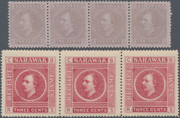 Malaiische Staaten - Sarawak: 1875/1885 Postage Stamp 2c. Pale Violet, Type Strip Of Four, MINT NEVE - Autres & Non Classés