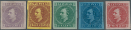 Malaiische Staaten - Sarawak: 1875, Sir Charles Brooke Complete Set Of Five In Imperforate LITHOGRAP - Other & Unclassified
