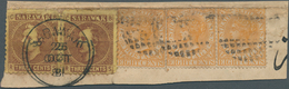 Malaiische Staaten - Sarawak: 1881, Sir Charles Brooke 3c. Brown/yellow Horiz. Pair Used On Piece Wi - Other & Unclassified