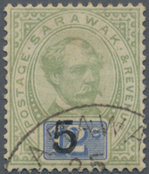 Malaiische Staaten - Sarawak: 1891, Sir Charles Brooke 12c. Green And Blue Surcharged '5' With 'C' O - Sonstige & Ohne Zuordnung