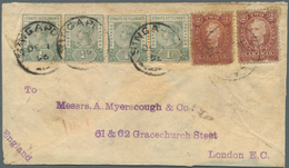 Malaiische Staaten - Sarawak: 1896, Sir Charles Brooke 2c. Brown-red Two Singles Used On Cover With - Other & Unclassified