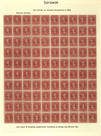 Malaiische Staaten - Sarawak: 1899 Provisional 2c. On 12c. Red/pale Rose, Complete Sheet Of 100 From - Other & Unclassified