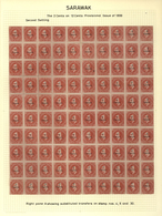Malaiische Staaten - Sarawak: 1899 Provisional 2c. On 12c. Red/pale Rose, Complete Sheet Of 100 From - Sonstige & Ohne Zuordnung