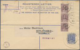 Malaiische Staaten - Sarawak: 1921 Postal Stationery Registered Envelope (202x127 Mm) Used From Kuch - Sonstige & Ohne Zuordnung