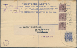 Malaiische Staaten - Sarawak: 1921 Postal Stationery Registered Envelope (202x127 Mm) Used From Kuch - Autres & Non Classés