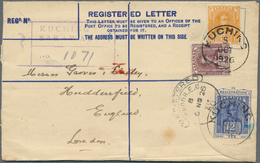 Malaiische Staaten - Sarawak: 1926 (5.10.), Registered Letter 'Sir Charles Vyner Brooke' 12c. Blue U - Other & Unclassified